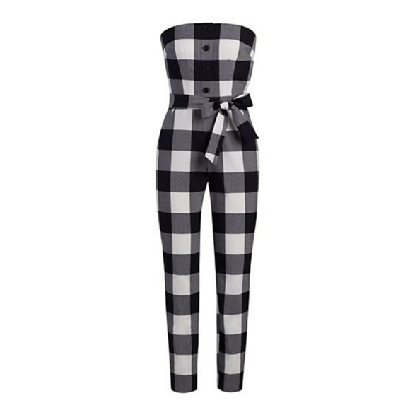 New York & Company Pants - New York & Co. Gingham Strapless Jumpsuit